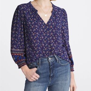 Mason & Belle Smocked 3/4 Sleeve Woven Top; Size M.
